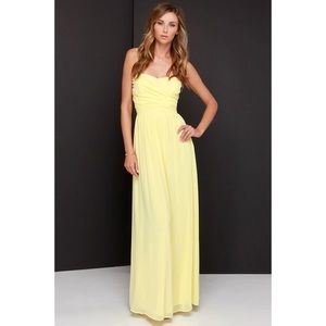 Lulu’s Royal Engagement Strapless Yellow Maxi Dress